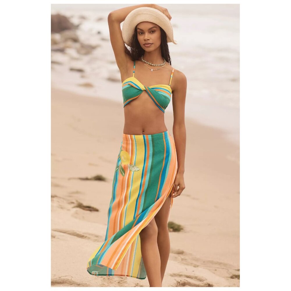 ANTHROPOLOGIE | Striped Linen Maxi Skirt (Matching Top Available) | NWT